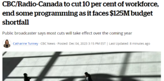 加拿大广播公司CBC和广播电台计划裁减10%,同时终止部分节目